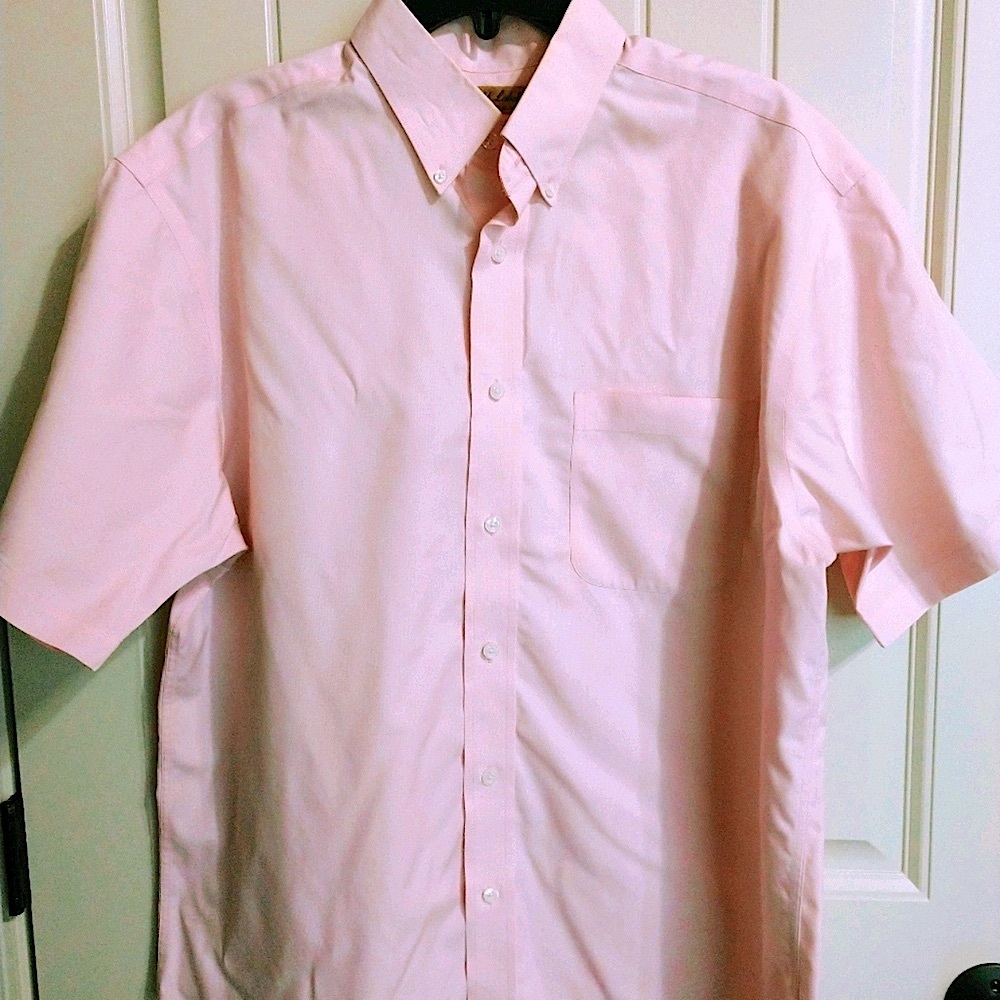 Roundtree and Yorke Gold Label Pink Button Down Short Sleeve Large Shirt